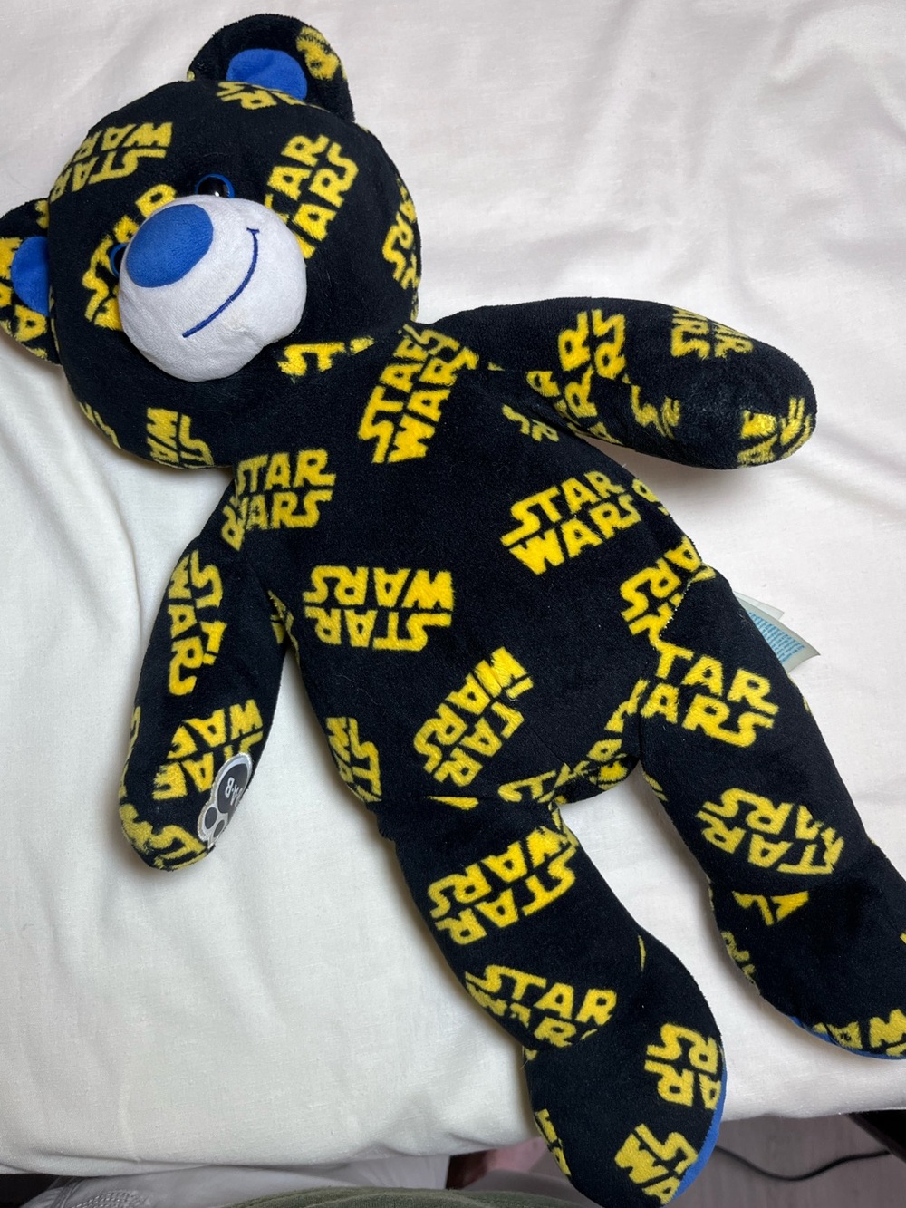 Build A Bear Star Wars Black & Yellow Logo Plush Bear with Blue Nose